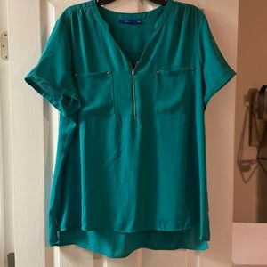 Apt. 9 from Kohl’s top size XL.  Gold Zipper front with pocket